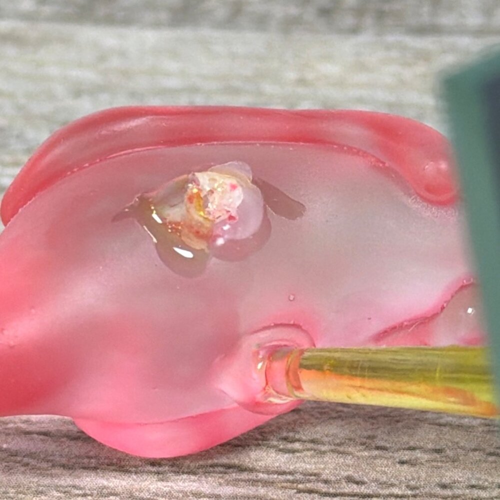 Vintage Pink Flamingo Hand Blown Frosted Art Glass Mirror Base Repair or Parts - Picture 5 of 12